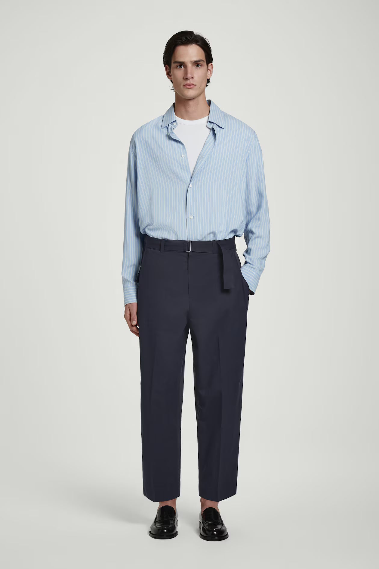 Belted Pleated Linen Pants