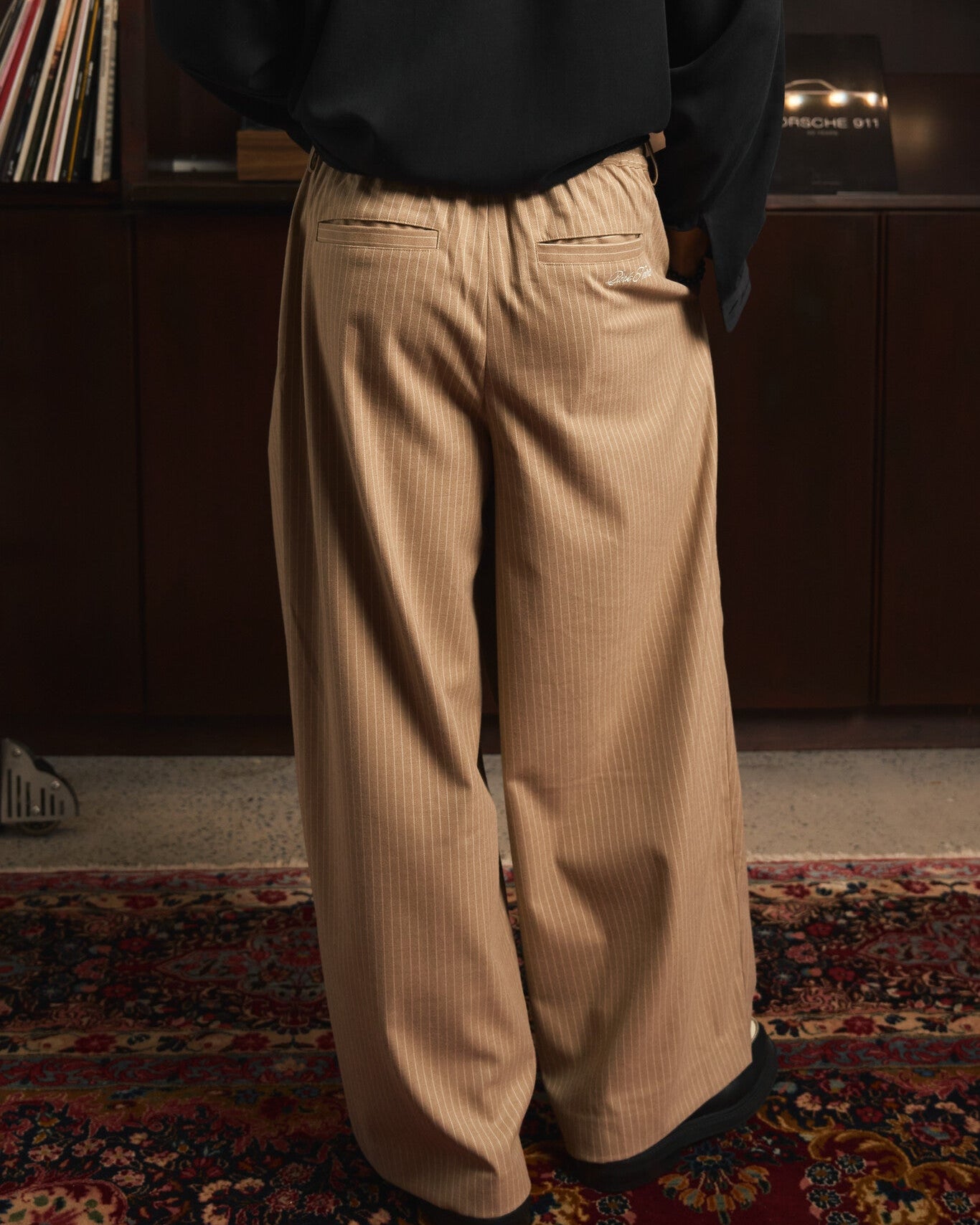 Pinstripe Cross Pleated Pants