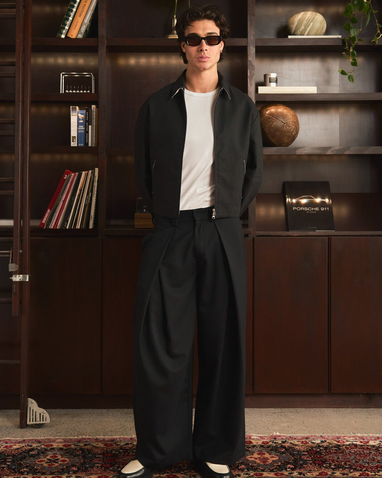 Wool Cross Pleated Pants