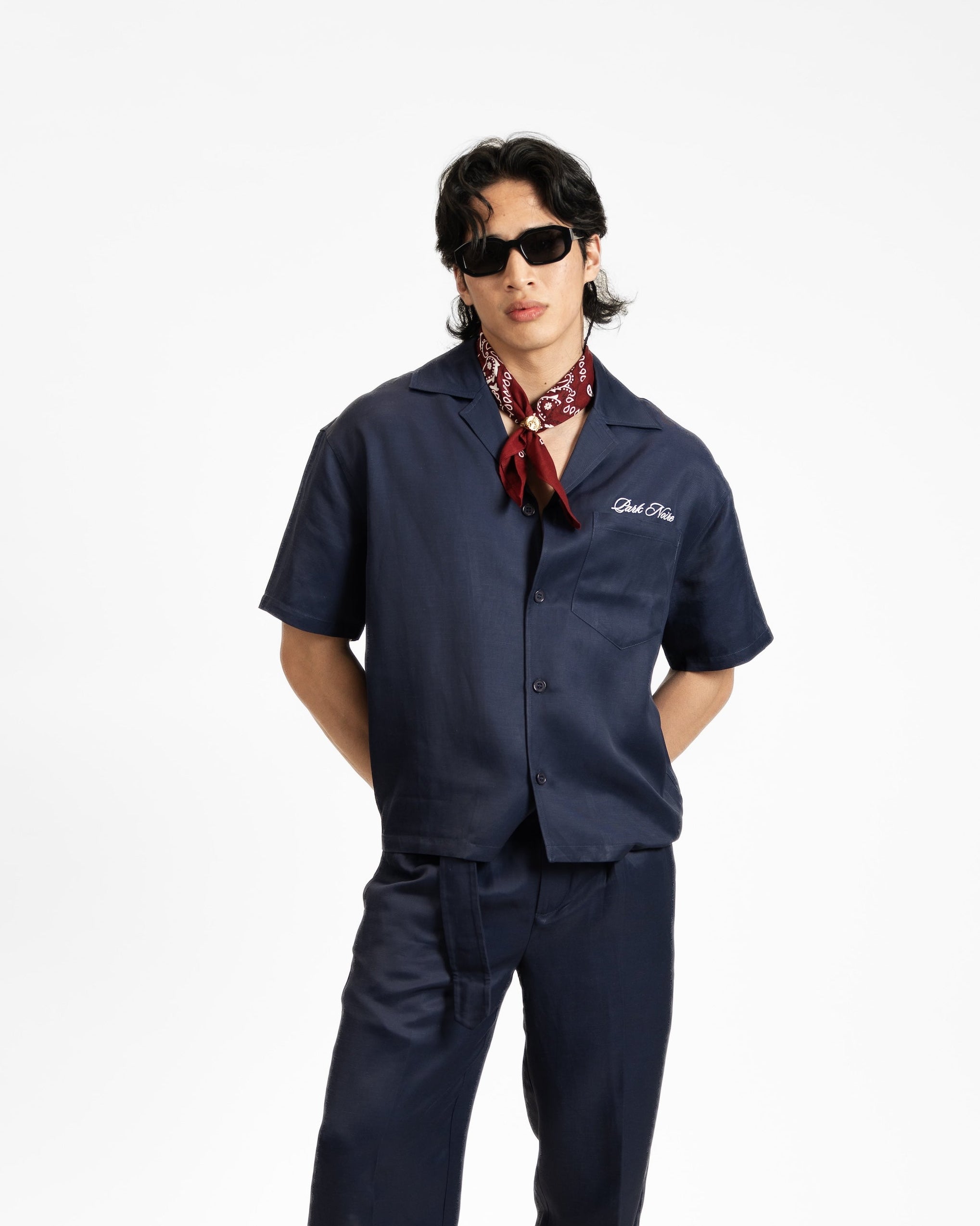 Navy Linen Resort Set