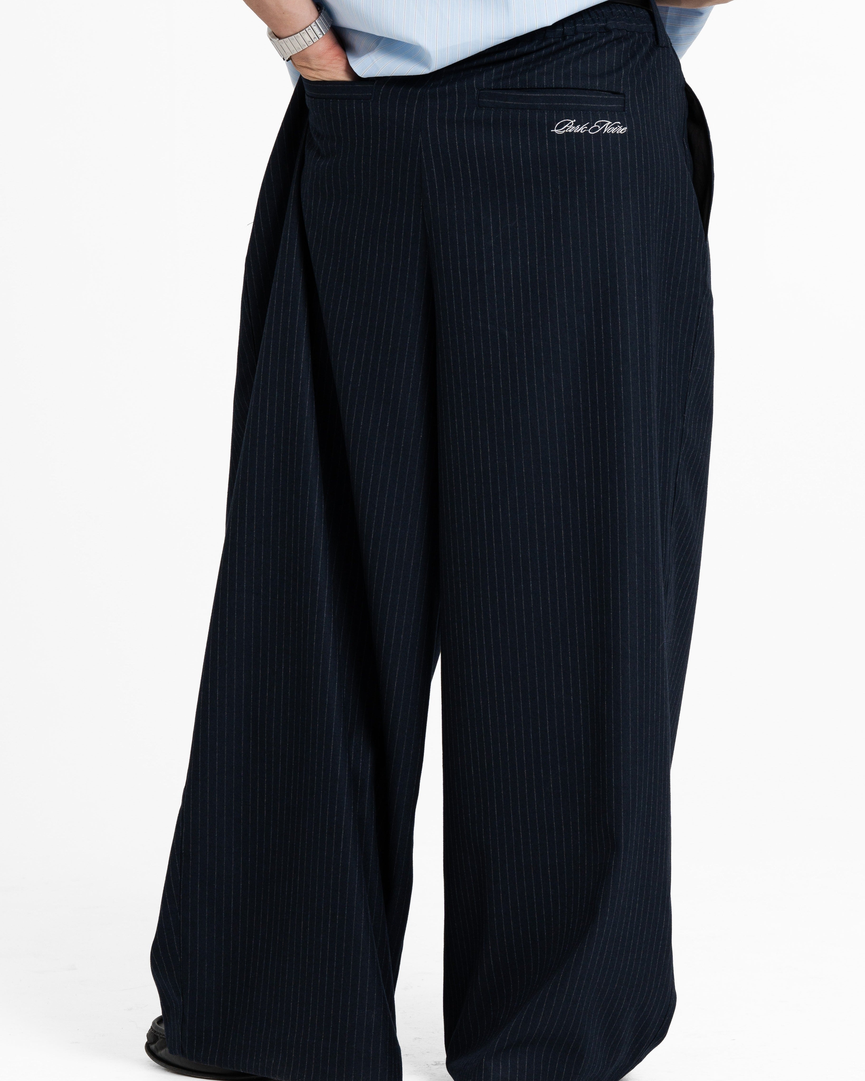 Pinstripe Cross Pleated Pants