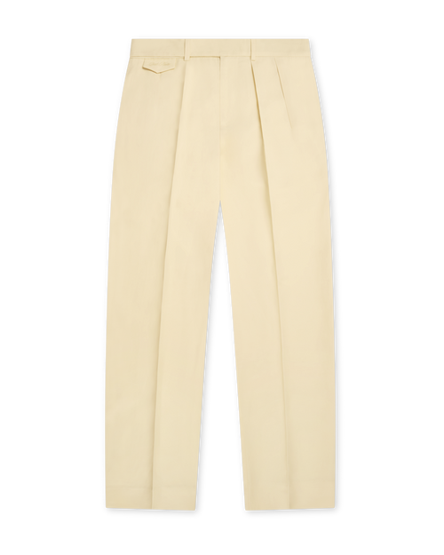 Belted Pleated Linen Pants Ivory