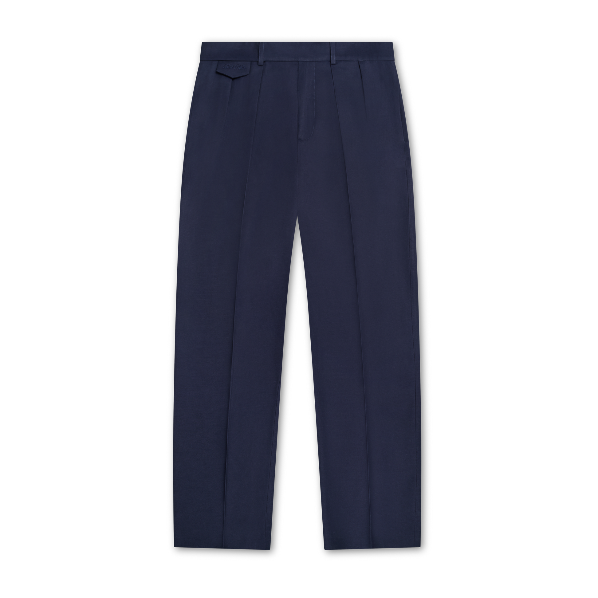 Belted Pleated Linen Pants Navy