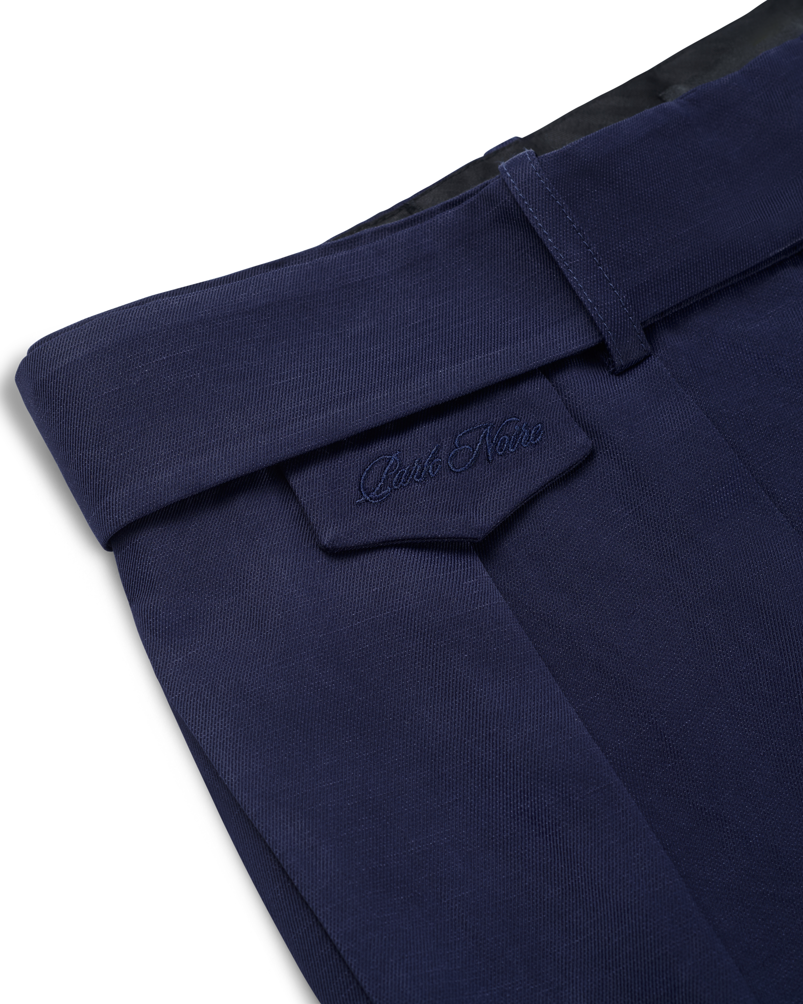 Belted Pleated Linen Pants Navy