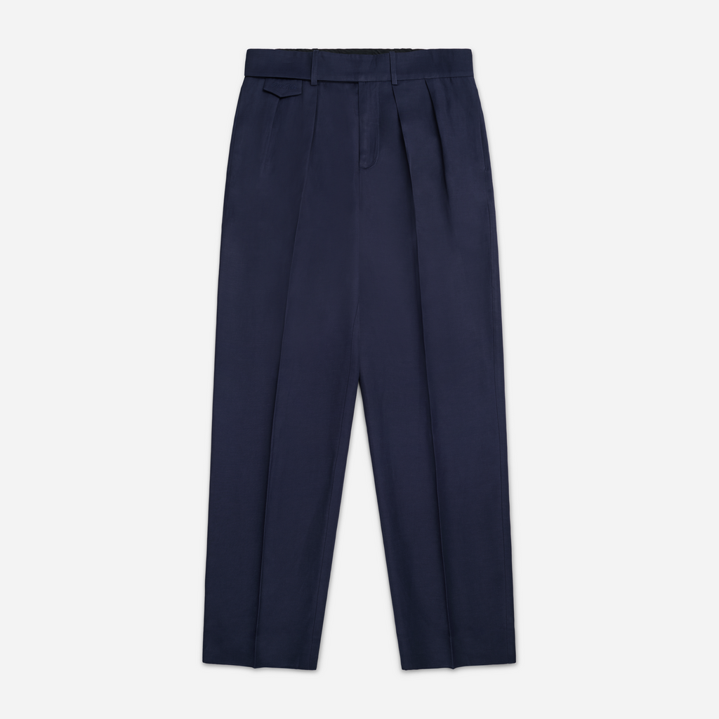 Belted Pleated Linen Pants