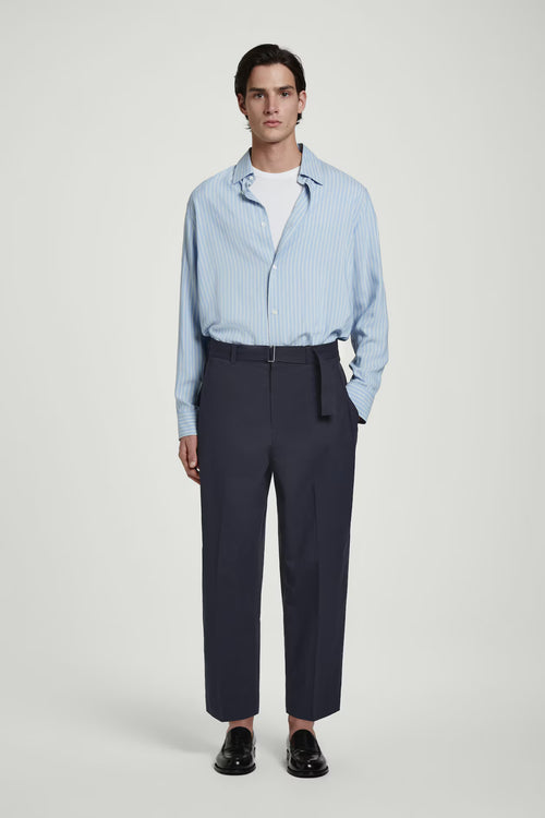 Belted Pleated Linen Pants
