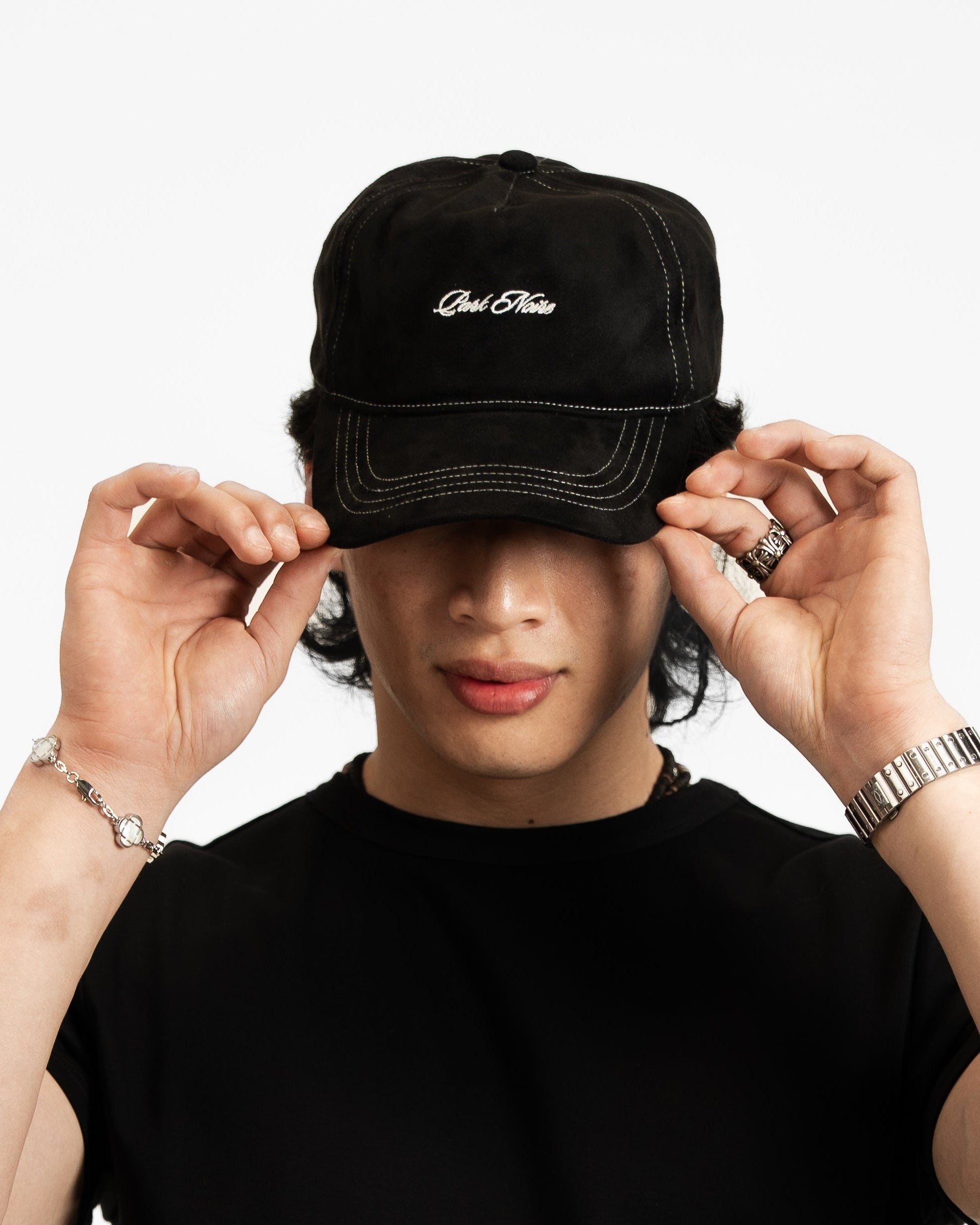 Micro Logo Faux Suede Hat | 5-Panel Cap — Park Noire