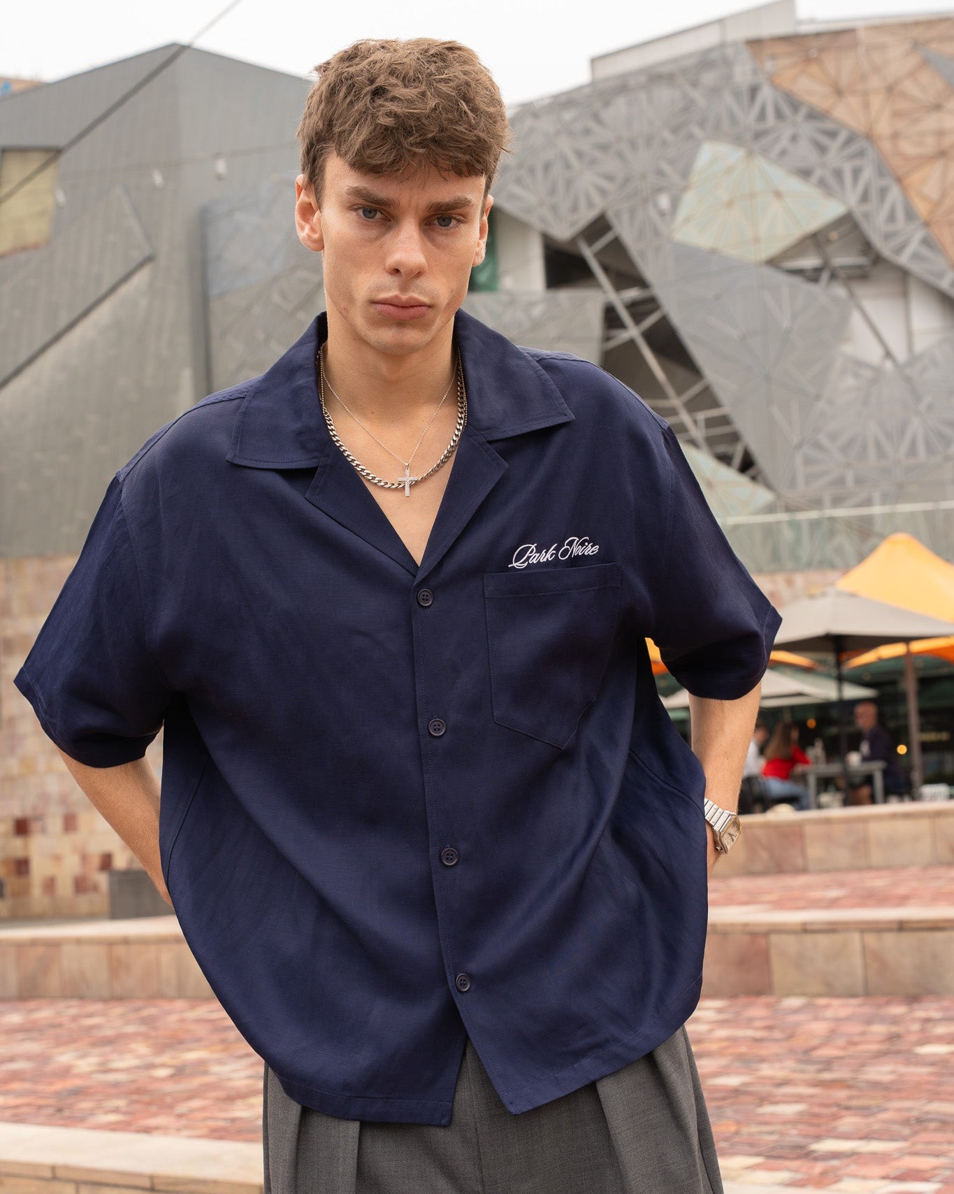 Boxy Resort Shirt | Viscose-Linen Camp Collar — Park Noire