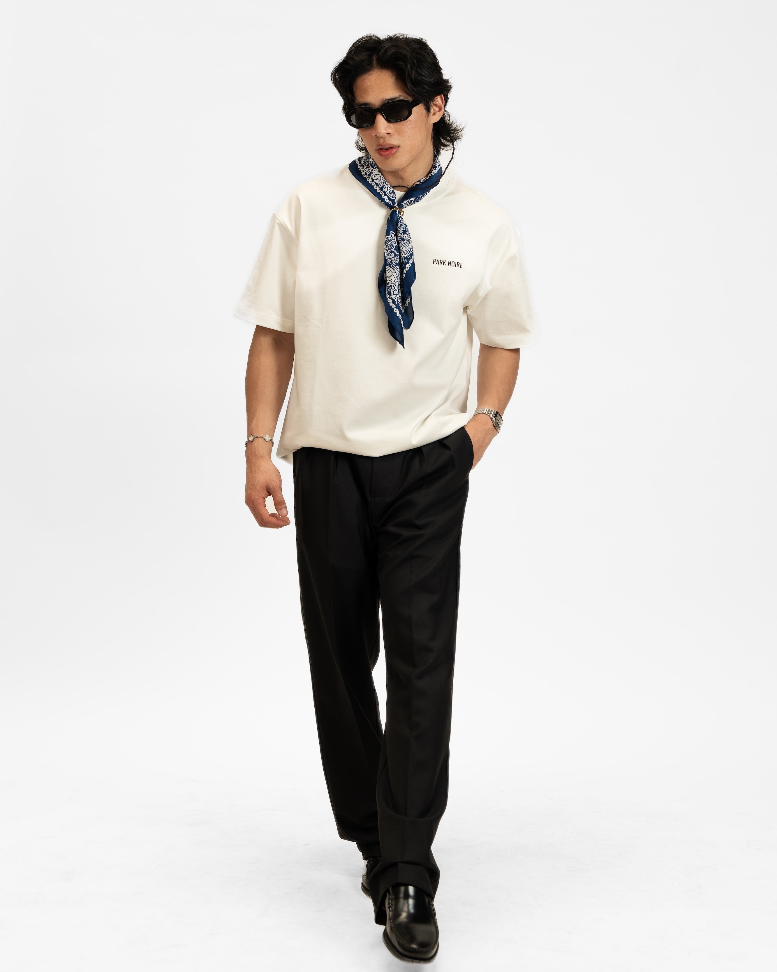 Double Pleated Serge Pants Wool Trousers