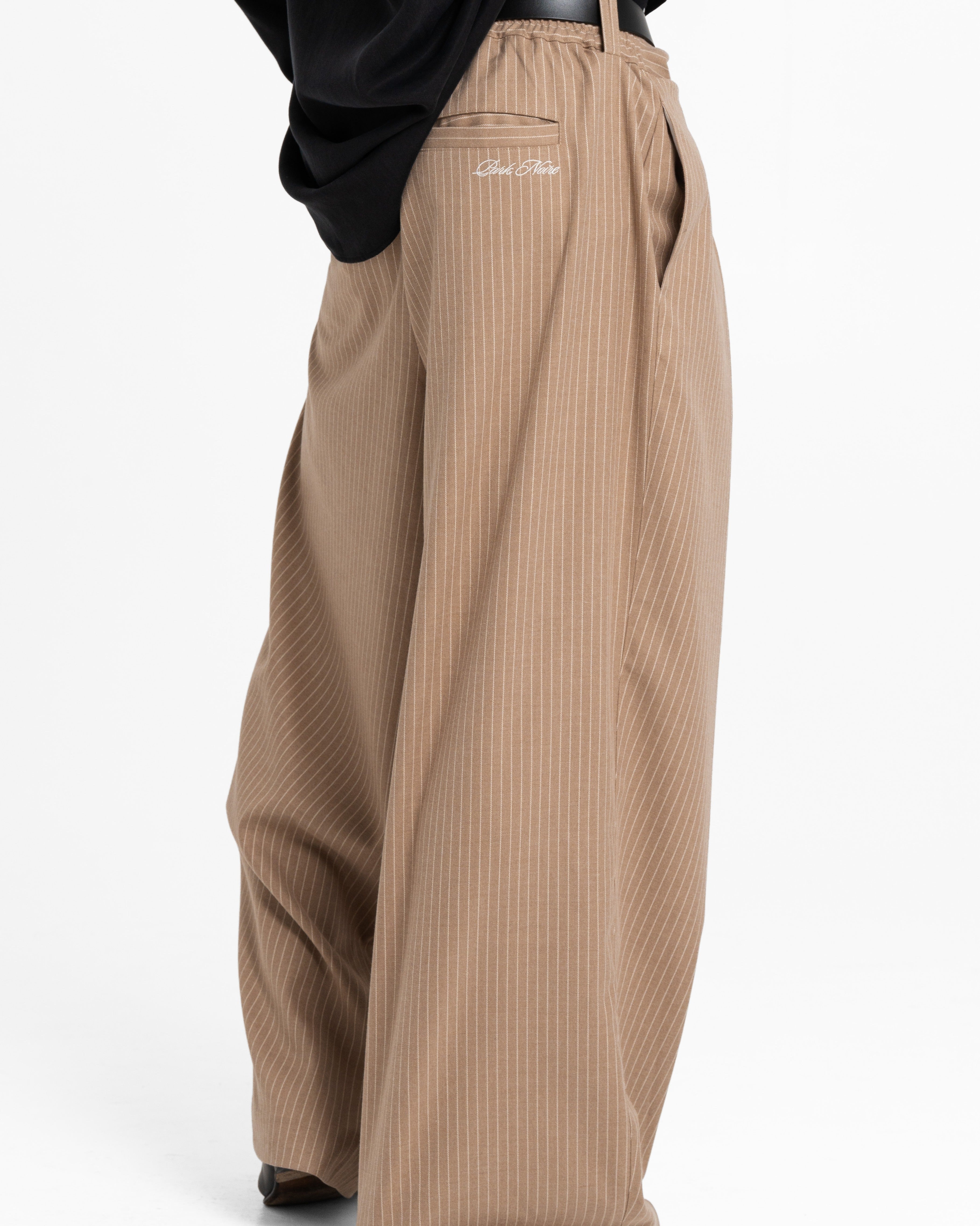 Pinstripe Cross Pleated Pants
