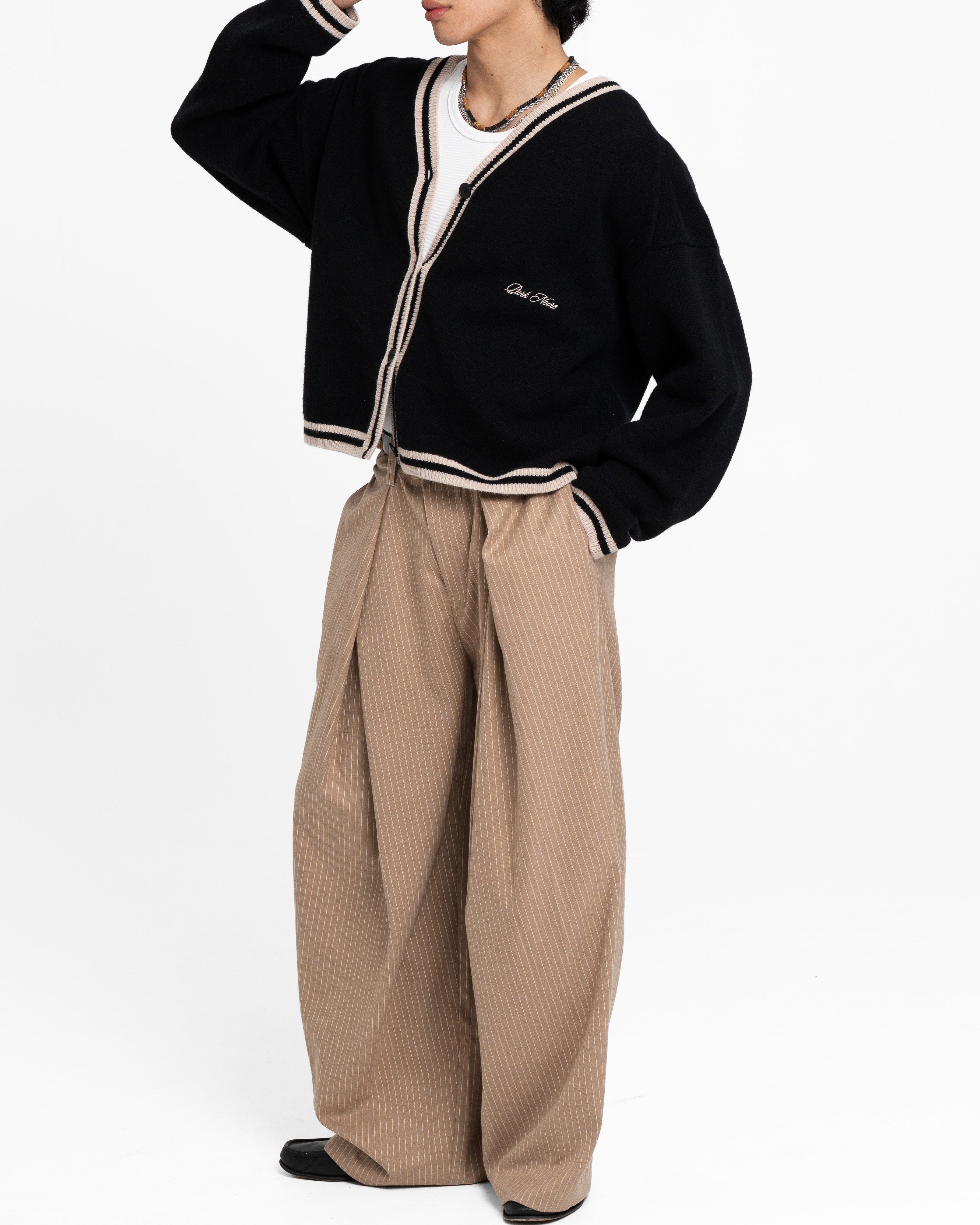 Pinstripe Cross Pleated Pants