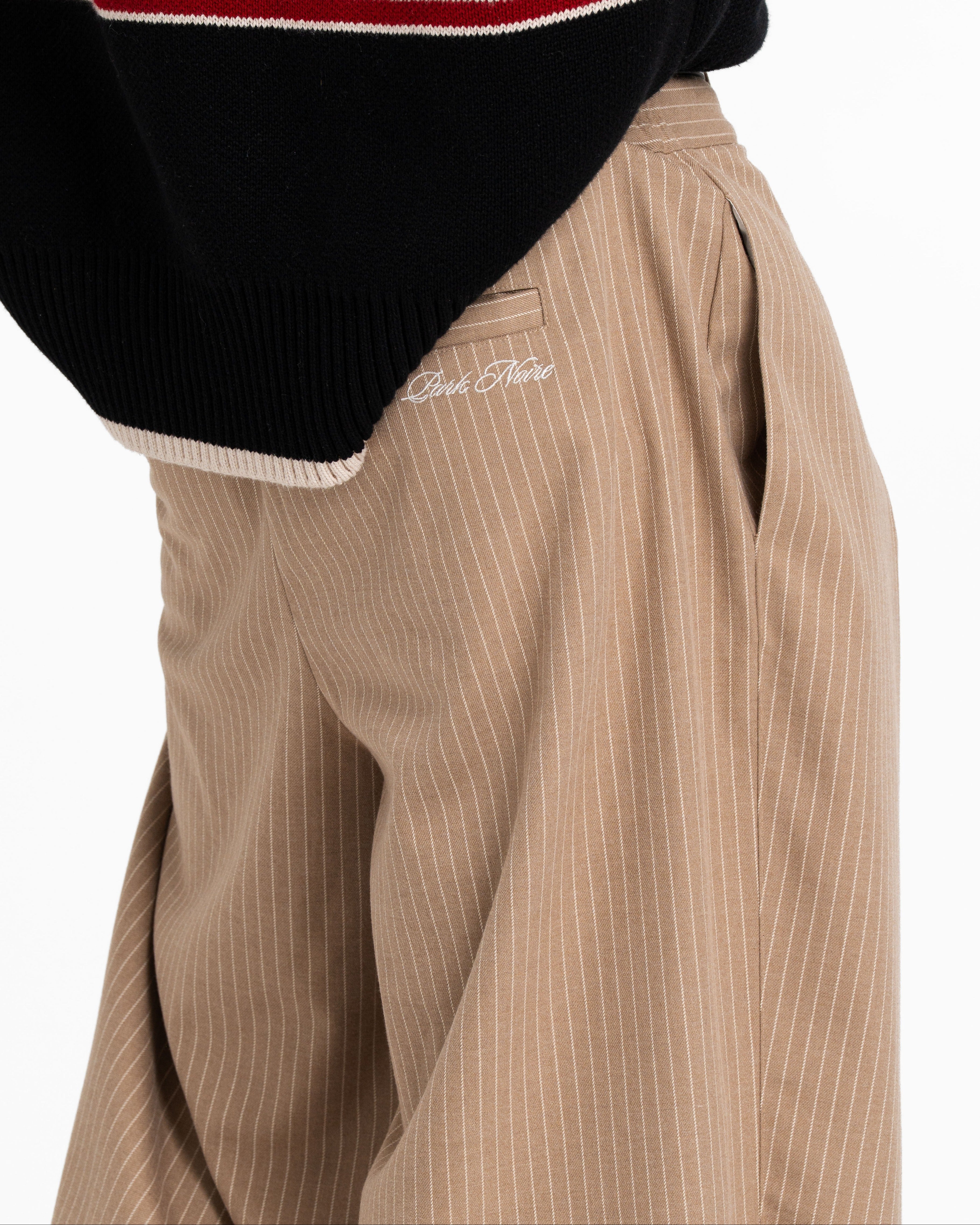Pinstripe Cross Pleated Pants