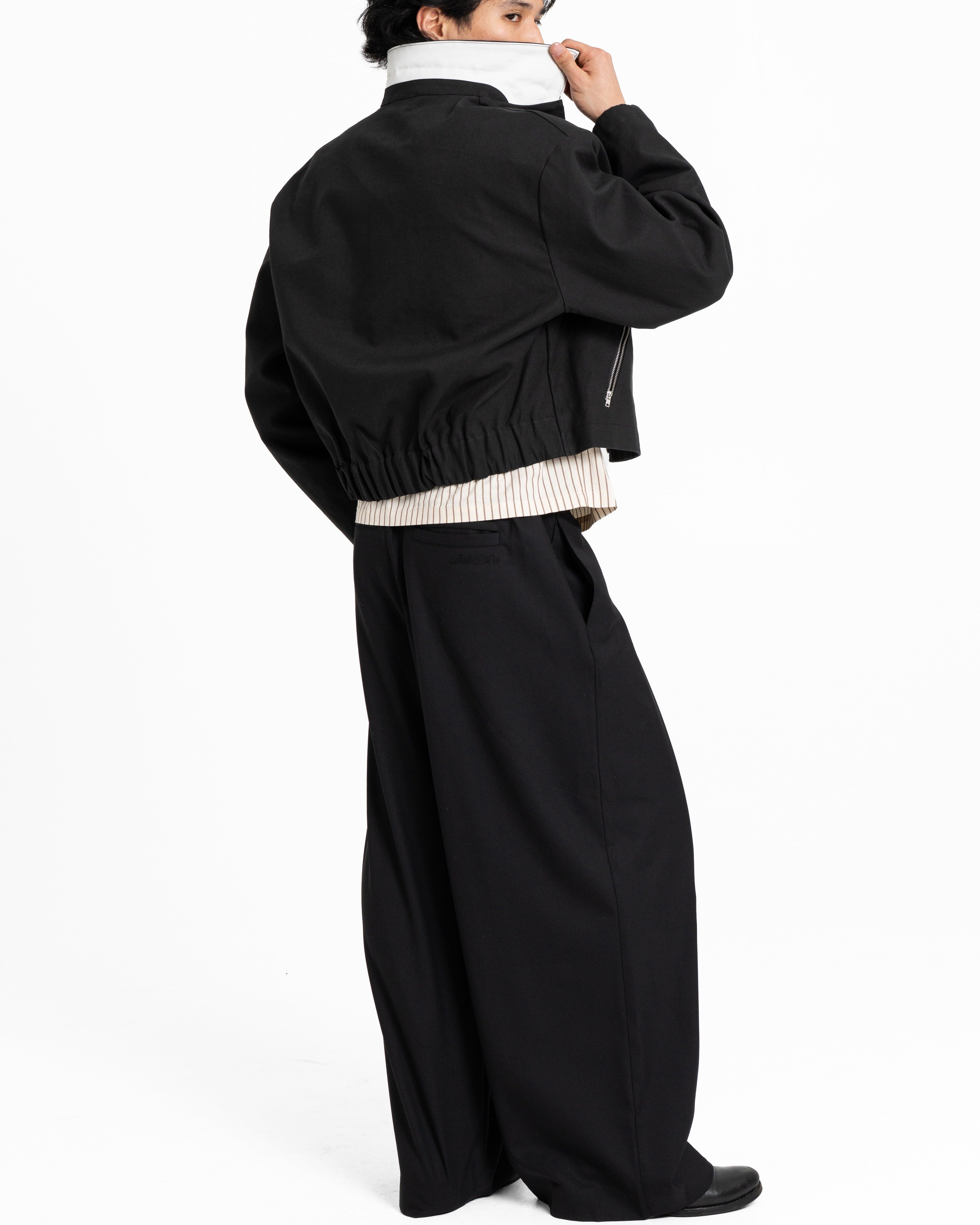 Wool Cross Pleated Pants